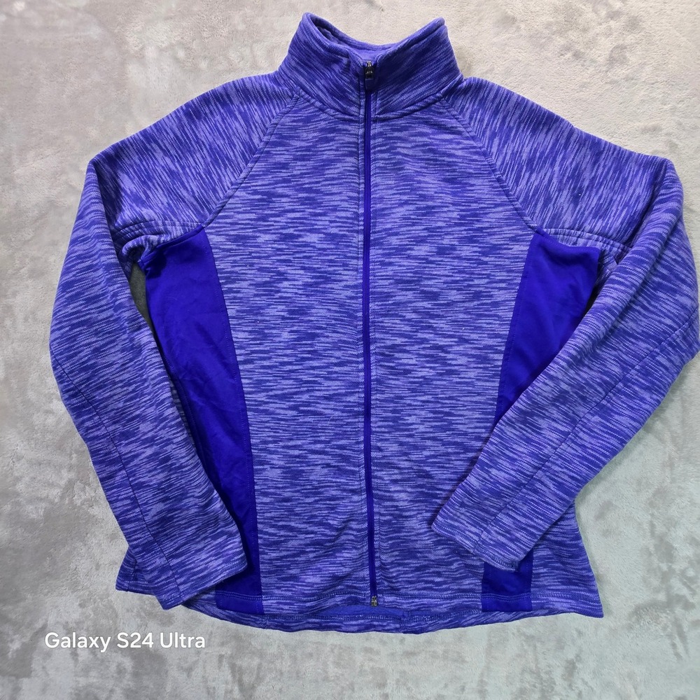 Tek Gear Womens Purple Space Dye Full Zip Fleece Jacket XL Thumbholes RN73277